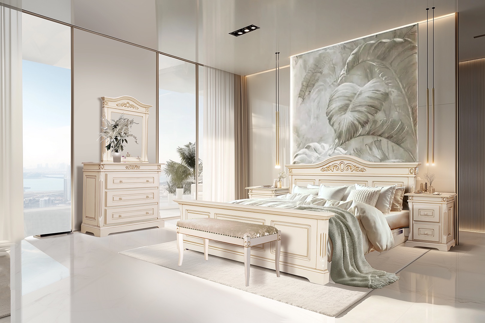 Luxusní noční stolek Mery v interiéru